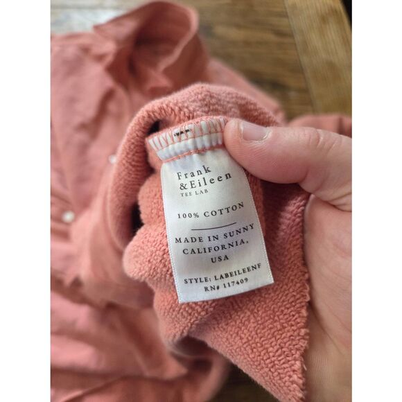 FRANK & EILEEN eileen sweatshirt button triple fleece in pink Sz Large - Picture 4 of 6